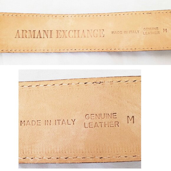 Armani Exchange Womens VTG Chestnut Brown Leather Belt Silver Logo Buckle M NWT - Picture 3 of 6
